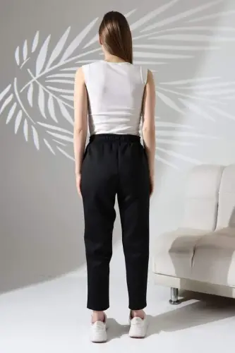 Kadın Uzun Kollu Dalıç Kumaş Cep Detay Beli Lastikli ütüsüz Pantolon - 3