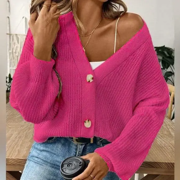 Kadın Uzun Kollu Düğme Detay Triko Bluz - 6