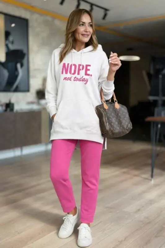 Kadın Uzun Kollu Kapşonlu Bağcıklı Viskon Iki Iplik Sweat - 1