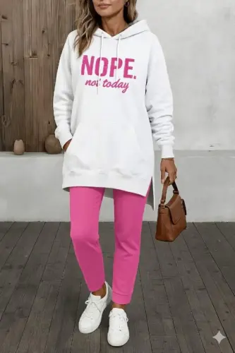 Kadın Uzun Kollu Kapşonlu Bağcıklı Viskon Iki Iplik Sweat - BÜYÜKBEDENIZ (1)