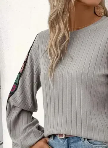 Kadın Uzun Kollu Kayık Yaka şardonlu Kaşkorse Bluz - 3