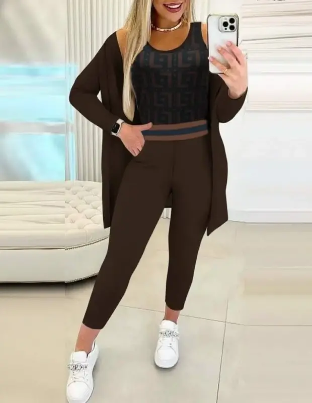 Kadın Uzun Kollu Krep üçlü Takım - 2