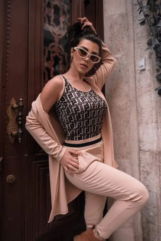 Kadın Uzun Kollu Krep üçlü Takım - 6