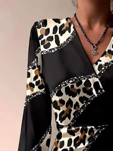 Kadın Uzun Kollu Kruvaze Yakalı Asimetrik Detaylı Mini Modal Elbise - 3