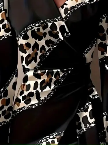 Kadın Uzun Kollu Kruvaze Yakalı Asimetrik Detaylı Mini Modal Elbise - 4