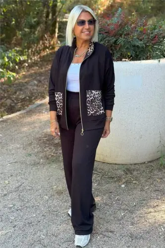 Kadın Uzun Kollu Lepoar Cep Detay Modal Kumaş Ikili Takım - 2