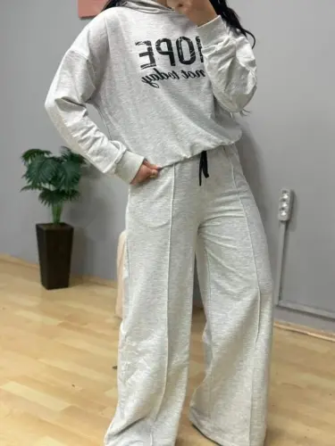 Kadın Uzun Kollu Nope Baskılı Beli Ribanalı Ikili Takım - 4