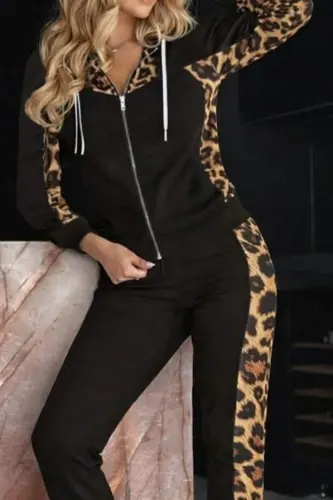 Kadın Uzun Kollu önden Fermuarlı Bağcıklı Viskon Iki Iplik Bluz Ve Pantolon Ikili Takım - BÜYÜKBEDENIZ (1)