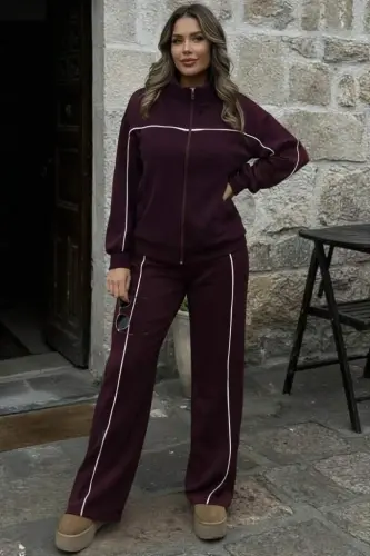 Kadın Uzun Kollu önden Fermuarlı Bluz Ve Pantolon Modal Ikili Takım - 2