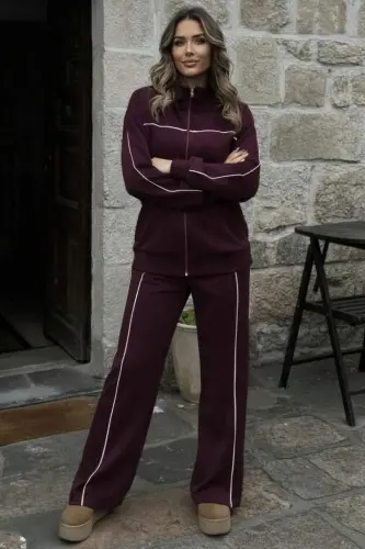 Kadın Uzun Kollu önden Fermuarlı Bluz Ve Pantolon Modal Ikili Takım - 3