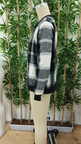 Kadın Uzun Kollu önden Fermuarlı Ekose Desenli Ceket - 10