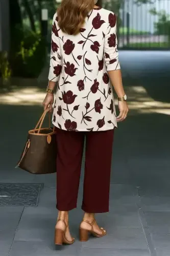 Kadın Uzun Kollu önü Açık Modal Ceket Kolsuz Viskon Iki Iplik Bluz Ve Pantolon üçlü Takım - BÜYÜKBEDENIZ (1)