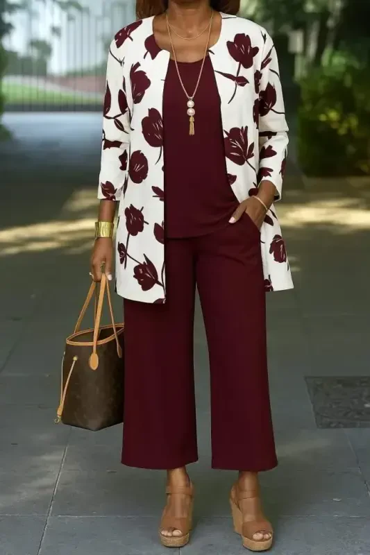 Kadın Uzun Kollu önü Açık Modal Ceket Kolsuz Viskon Iki Iplik Bluz Ve Pantolon üçlü Takım - 3