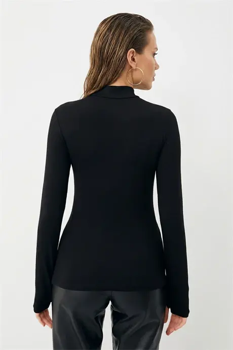 Kadın Uzun Kollu Parmak Detaylı Body 3'lü Paket Siyah - 7