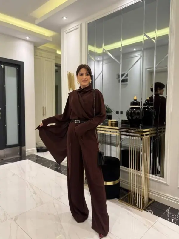 Kadın Uzun Kollu şal Detaylı Bluz Ve Pantolon Ikili Takım - 2