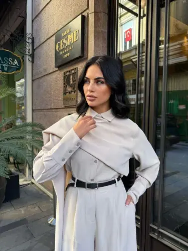 Kadın Uzun Kollu şal Detaylı Bluz Ve Pantolon Ikili Takım - 4