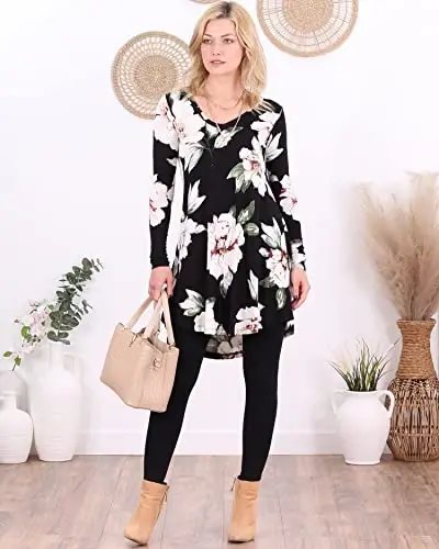 Popana Long Sleeve Tunic Top Shirts Women, Flowy Dressy Loose Fit Tops Womens Tunics Tees Long Sleeve Shirt for Leggings - 4