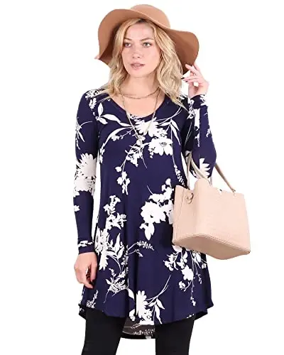 Popana Long Sleeve Tunic Top Shirts Women, Flowy Dressy Loose Fit Tops Womens Tunics Tees Long Sleeve Shirt for Leggings - 1