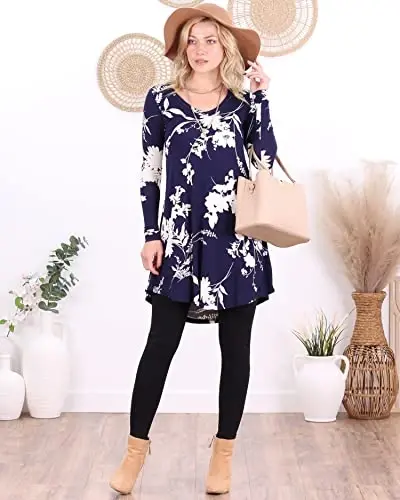 Popana Long Sleeve Tunic Top Shirts Women, Flowy Dressy Loose Fit Tops Womens Tunics Tees Long Sleeve Shirt for Leggings - POPANA (1)
