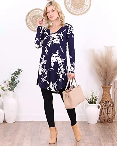 Popana Long Sleeve Tunic Top Shirts Women, Flowy Dressy Loose Fit Tops Womens Tunics Tees Long Sleeve Shirt for Leggings - 5