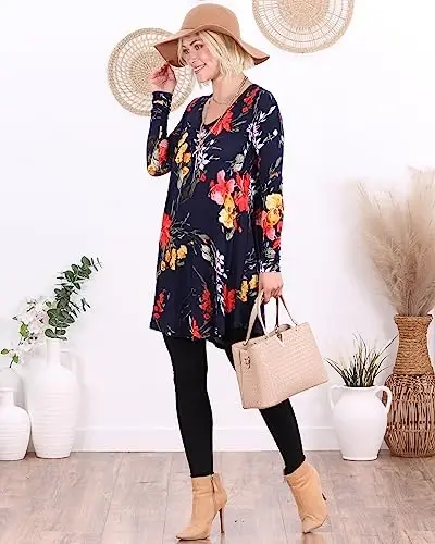 Popana Long Sleeve Tunic Top Shirts Women, Flowy Dressy Loose Fit Tops Womens Tunics Tees Long Sleeve Shirt for Leggings - 5
