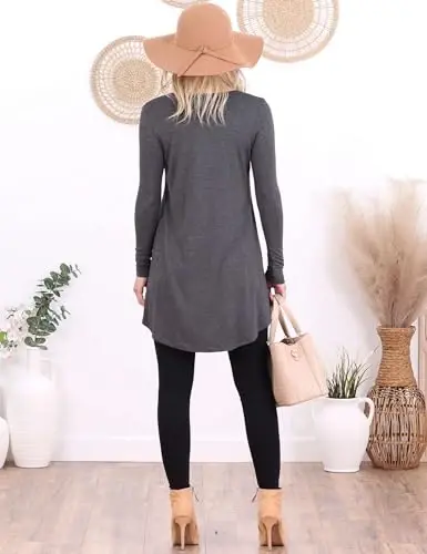 Popana Long Sleeve Tunic Top Shirts Women, Flowy Dressy Loose Fit Tops Womens Tunics Tees Long Sleeve Shirt for Leggings - 5