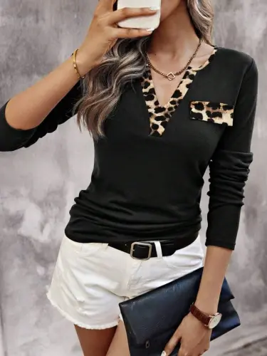 Kadın Uzun Kollu V Yakalı Kaşkorse Bluz - 1