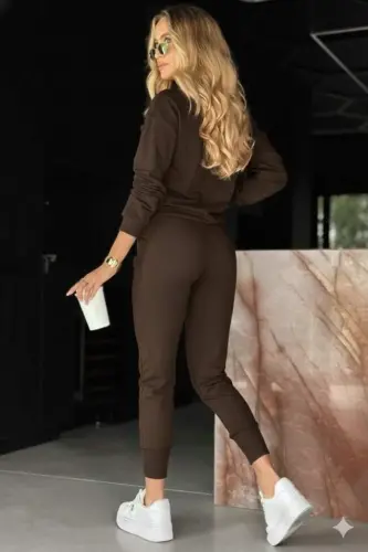 Kadın Uzun Kollu V Yakalı Viskon Iki Iplik Bluz Ve Pantolon Ikili Takım - BÜYÜKBEDENIZ (1)