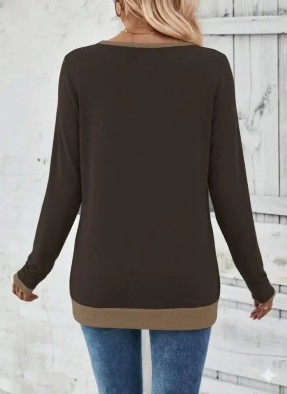 Kadın Uzun Kollu V Yakalı Yandan Düğmeli Yün Viskon Bluz - 2