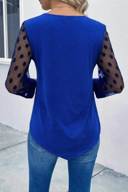 Kadın Uzun Kollu Yakadan Düğmeli Kolları Tül Detaylı Viskon Bluz - 4