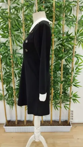 Kadın Uzun Kollu Yakalı A Kesim Kısa Ithal Krep Elbise - 11