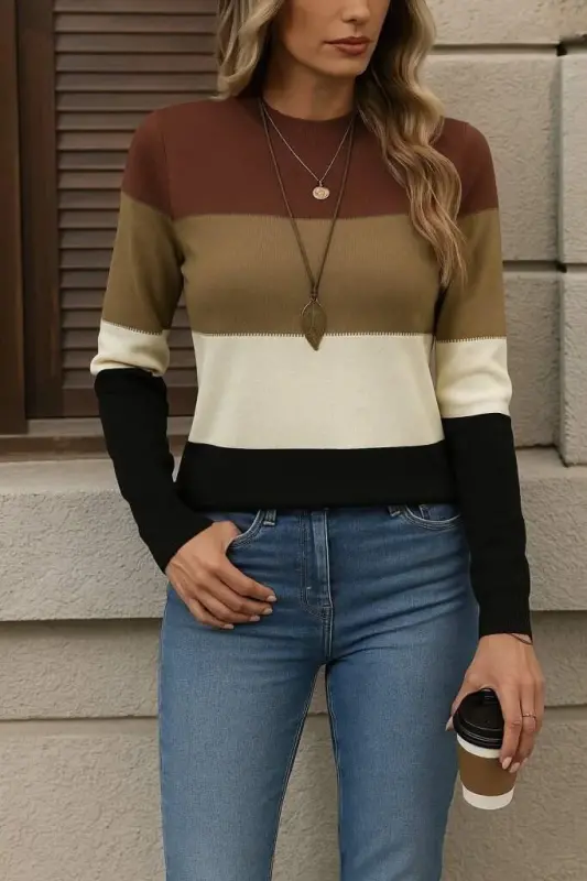 Kadın Uzun Kollu Yarı Balıkçı Yaka Triko Kazak - 3