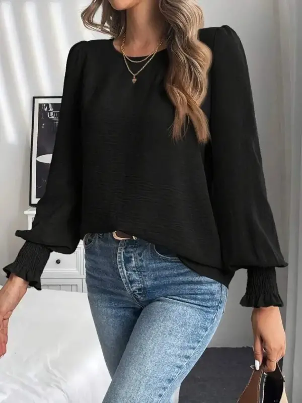 Kadın Uzun Kollu Yuvarlak Yaka Aerobin Bluz - 3