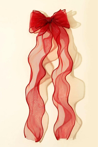 Kadın Uzun Tül Fiyonk Toka Kırmızı-KIRMIZI - 3