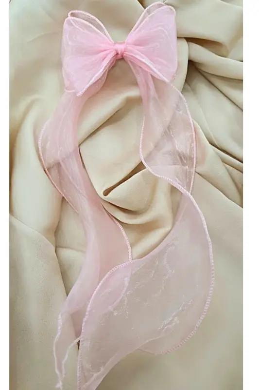 Kadın Uzun Tül Fiyonk Toka Koyu Pembe-PEMBE - 1