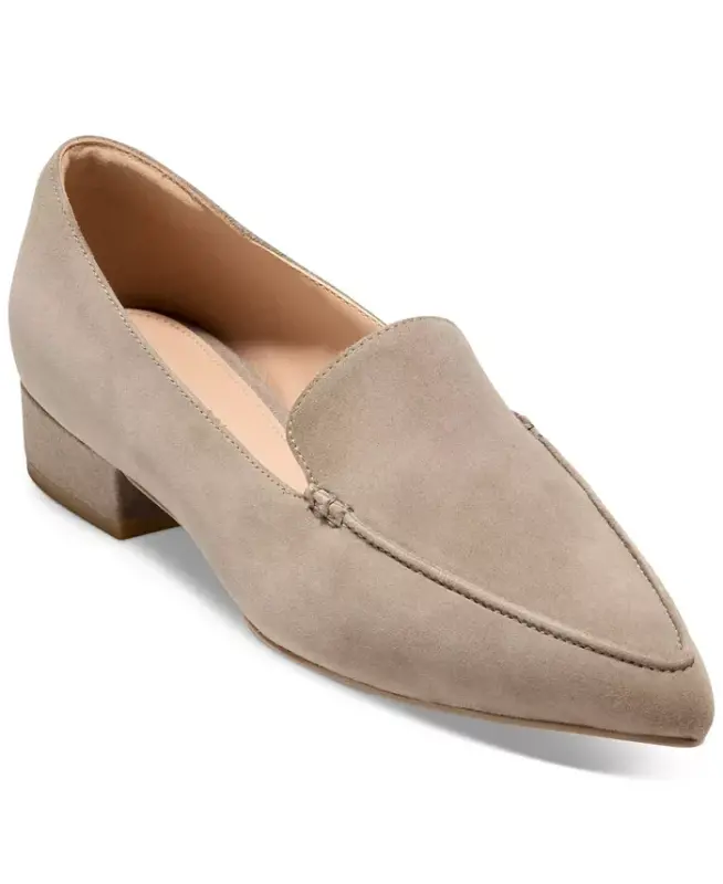 Women's Valantina Pointed Toe Block Heel Loafers - Irish Coffee Suede - 1