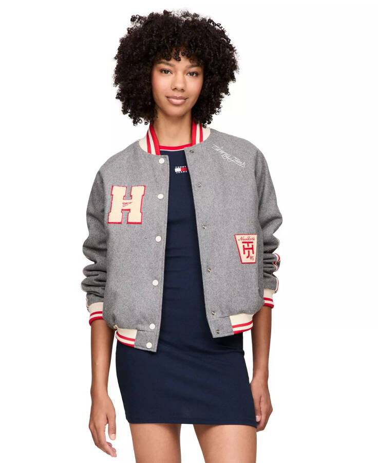 Kadın Varsity Logo Bomber Ceket SHARKSKIN - 1