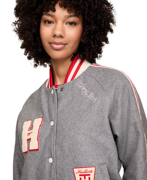 Kadın Varsity Logo Bomber Ceket SHARKSKIN - 3