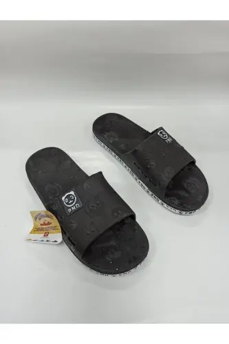 Kadın Ve Çocuk Siyah Panda Desen Baskılı Havuz Deniz Banyo Plaj Ve Günlük Terlik- Altın Adım-SİYYAH PANDA - 3