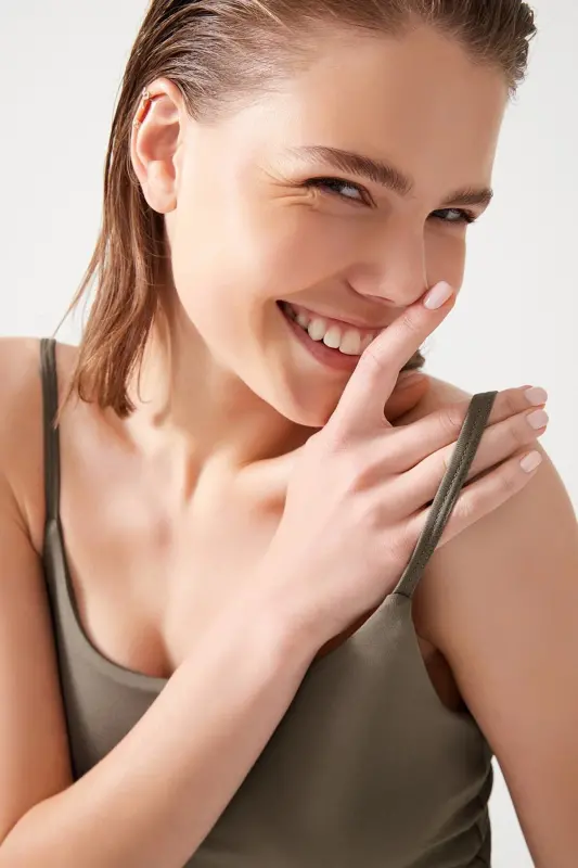 Kadın Vizon Askılı Hafif Destekli Kaplı Spor Sütyeni Straps-Haki - 4