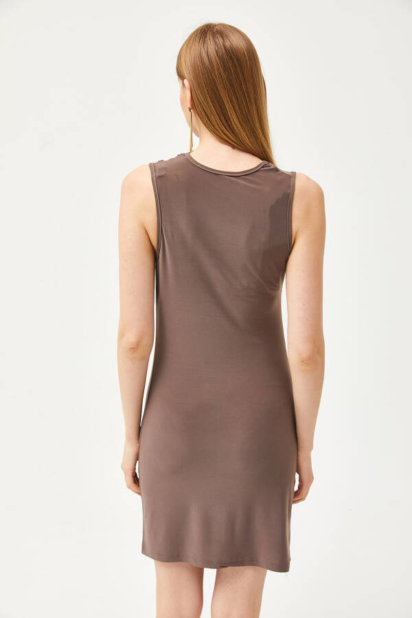 Kadın Vizon Drape Detaylı Esnek Mini Elbise ELB-19002083 - 6