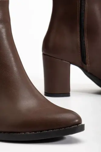 Kadın Vizon Long Fermuarlı Cilt Çizme-VİZON - DIFOLIA (1)