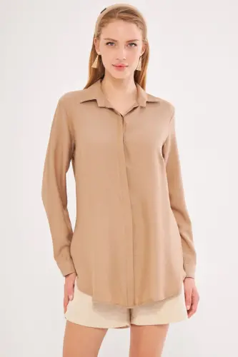 Kadın Vizon Tunik Gömlek ARM-19Y001003-Vizon - 1