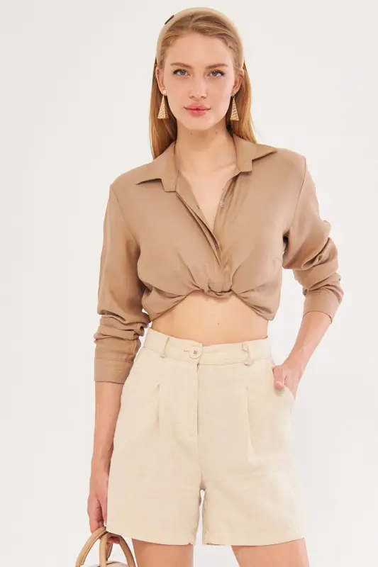 Kadın Vizon Tunik Gömlek ARM-19Y001003-Vizon - 2