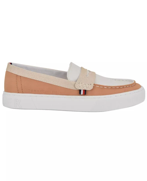 Women's Walees Sporty Slip-On Penny Loafers-Cognac/White - Modazone (1)