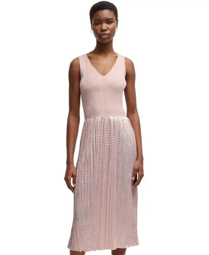 BOSS by Women's Structured Knitted Dress - Open Pink - 1