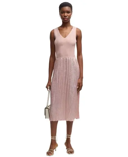 BOSS by Women's Structured Knitted Dress - Open Pink - 4