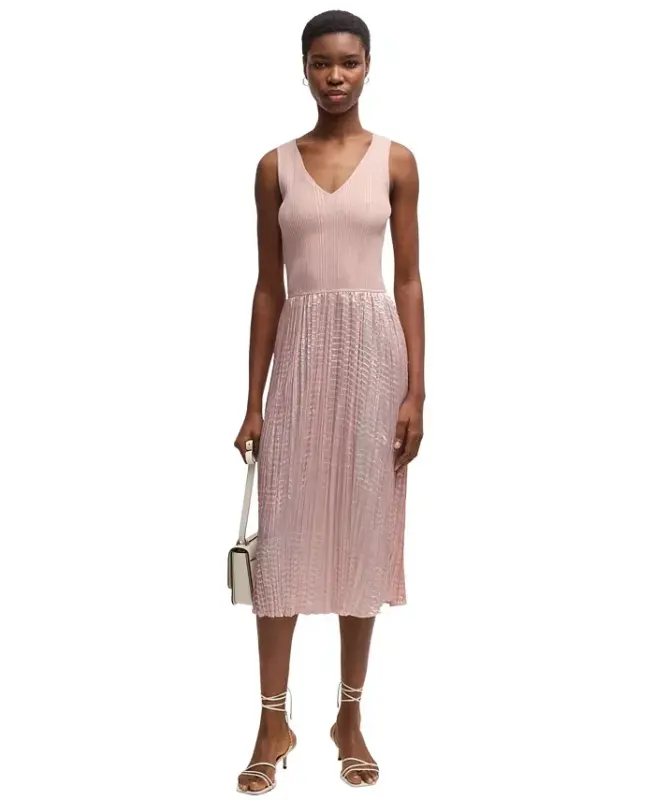 BOSS by Women's Structured Knitted Dress - Open Pink - 4