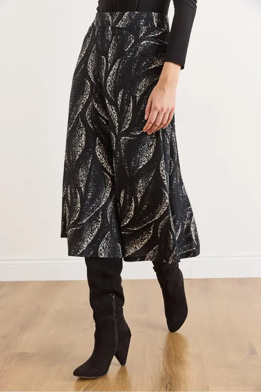 Kadın Yaprak Siyah Beli Lastikli Süet Dokulu Çan Etek ETK-19000141-Yaprak Siyah - 4