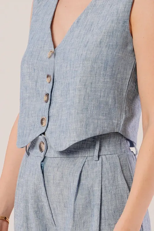 Kadın Yelek Pantolon 2'li Takım-Bebe Mavisi - 2